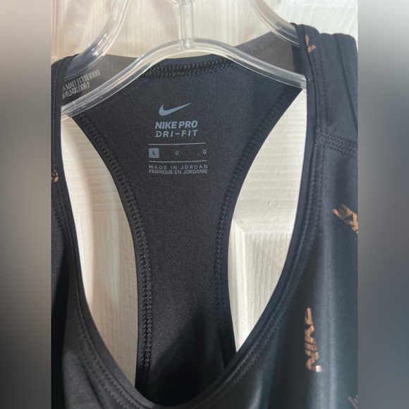 nike pro dri fit Tank Top Women’s Large Rose Gold All Over Logo Racerback - Picture 4 of 8